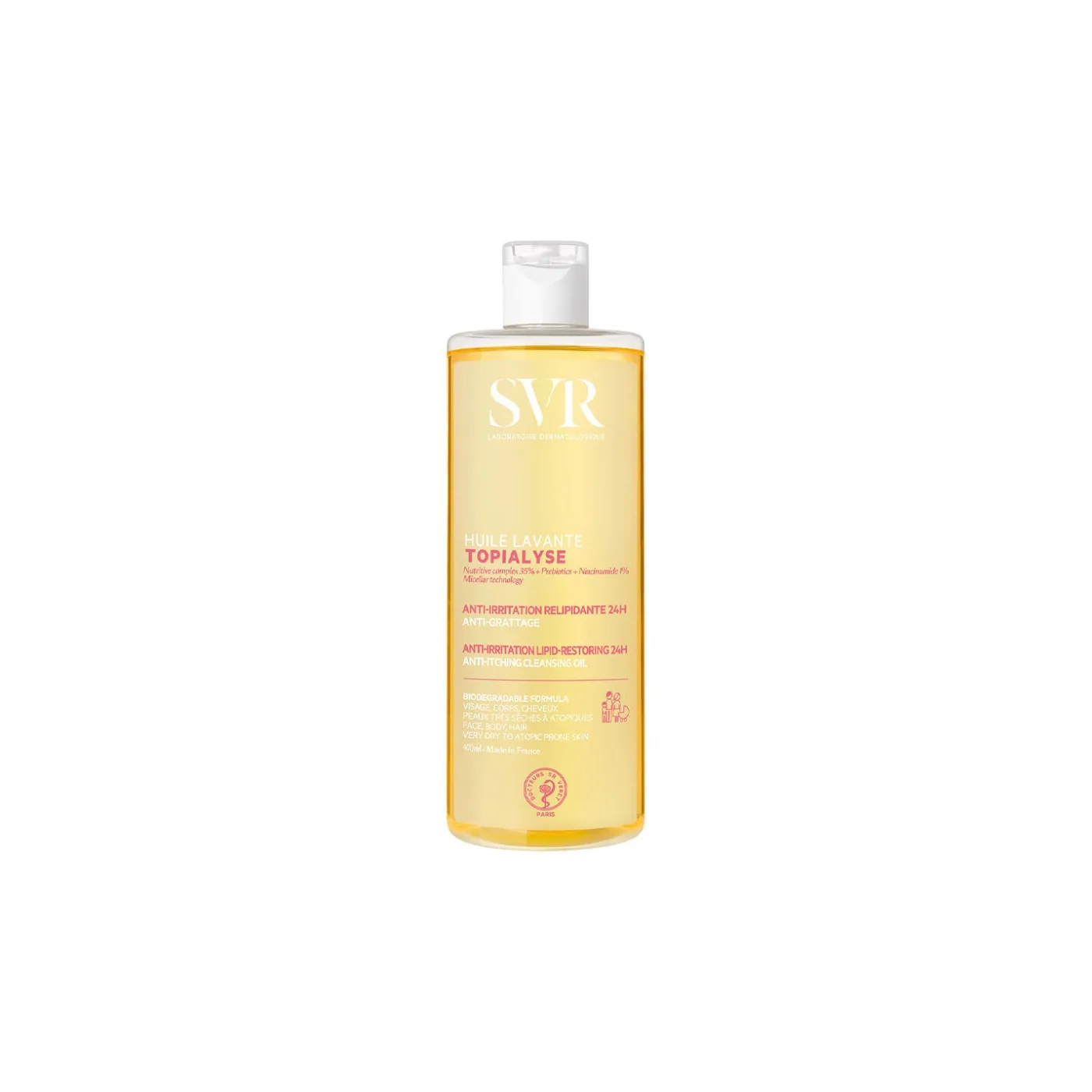 Laboratoire Svr - Topialyse - Peaux sensibles à très sèches - Corps - 400 ml - Huile lavante anti-irritation