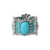 Reminiscence - Métal argenté, turquoise & perles fantaisie - Bracelet Bangle