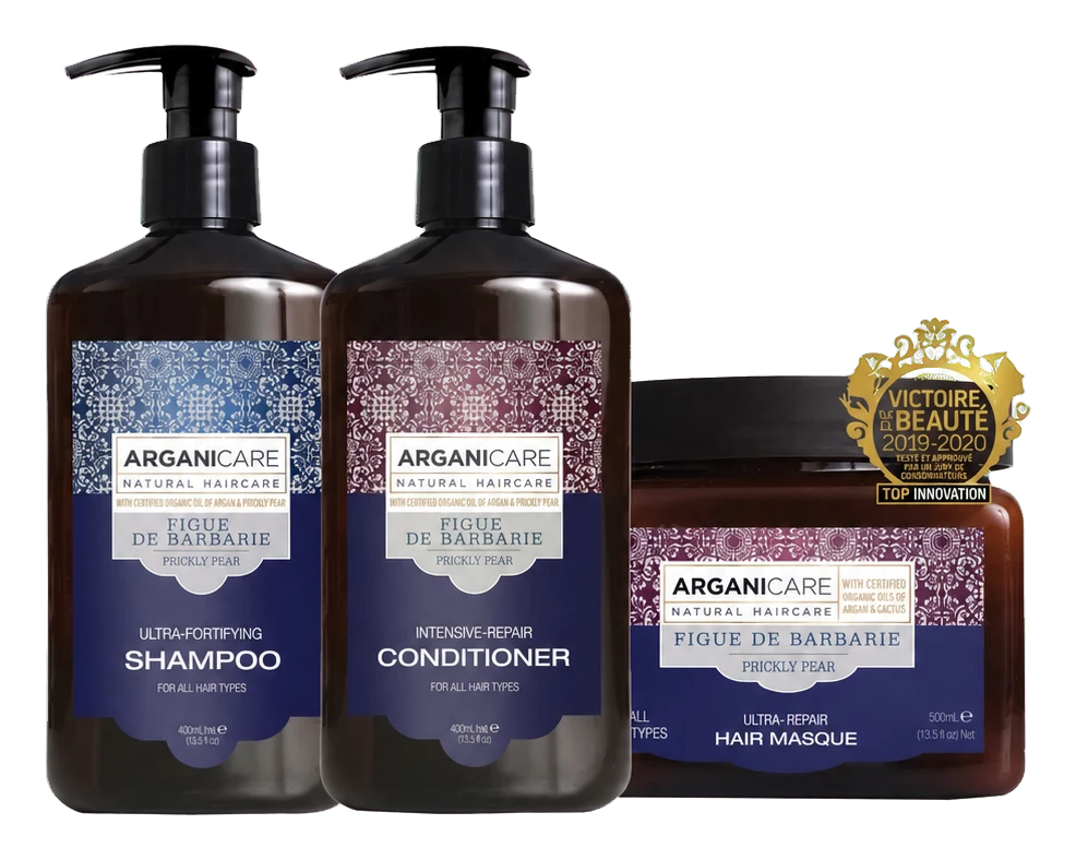 Routine cheveux Arganicare, trois soins